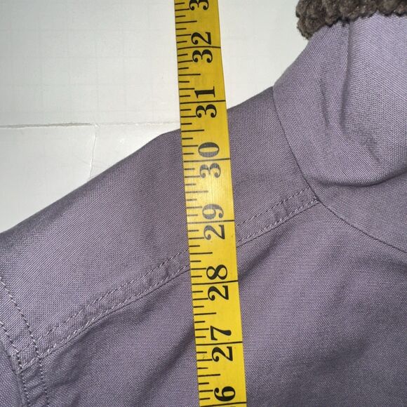 LL Bean Sherpa-Lined Chore Jacket Womens Med Purple Duck Canvas Barn Coat Cotton - Picture 5 of 14